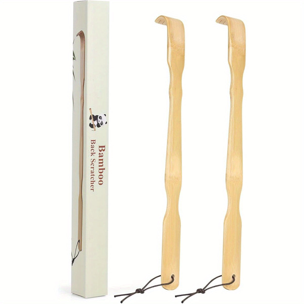 2 Pack Wooden Bamboo Back Scratcher, 17 Inch Long Handle Back Scratchers for Adults Men Women, with Beautiful Gift Packaging, Extra Long Back Scratchers Bamboo, Back Massager, Adjustable Back Scratcher, Back Scratching Tool, Cat Back Scratcher, Personal