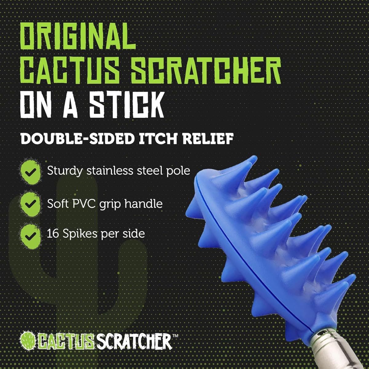 Cactus Scratcher Extendable Back Scratcher, Long Stick Double Side Back Scratcher for Adults, Gifts for Men Women, Itch Reliever for Back, Head and Body, Can Extend Up to 24. 5 inches ( Blue)