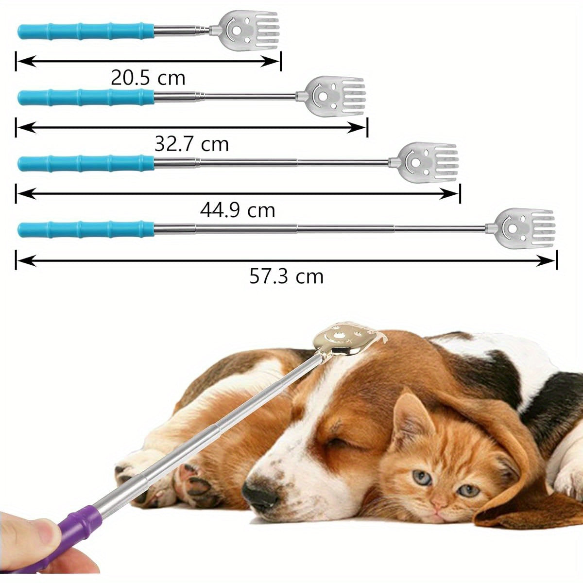 5 Pack Telescoping Back Scratchers - Portable, Extendable Metal & Soft Rubber Back Massager with Ergonomic Handles for Adults, Kids, Dogs - Promotes Hand & Body Relaxation, Improves Circulation & Circulation Support, Back Massager for Back, Ergonomic