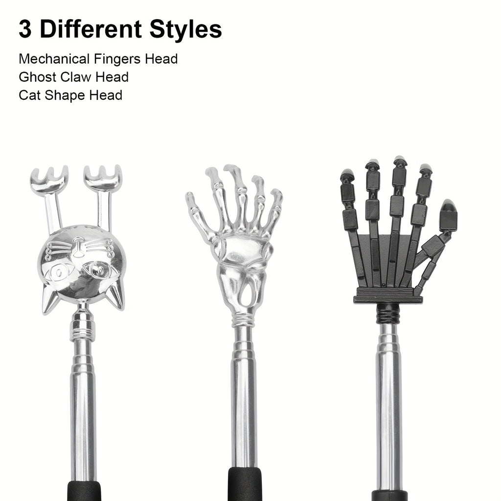 4pcs Different Back Scratcher for Men & Women, Extendable Back Massager Tool with Rubber Handles, Ideal Christmas Gift