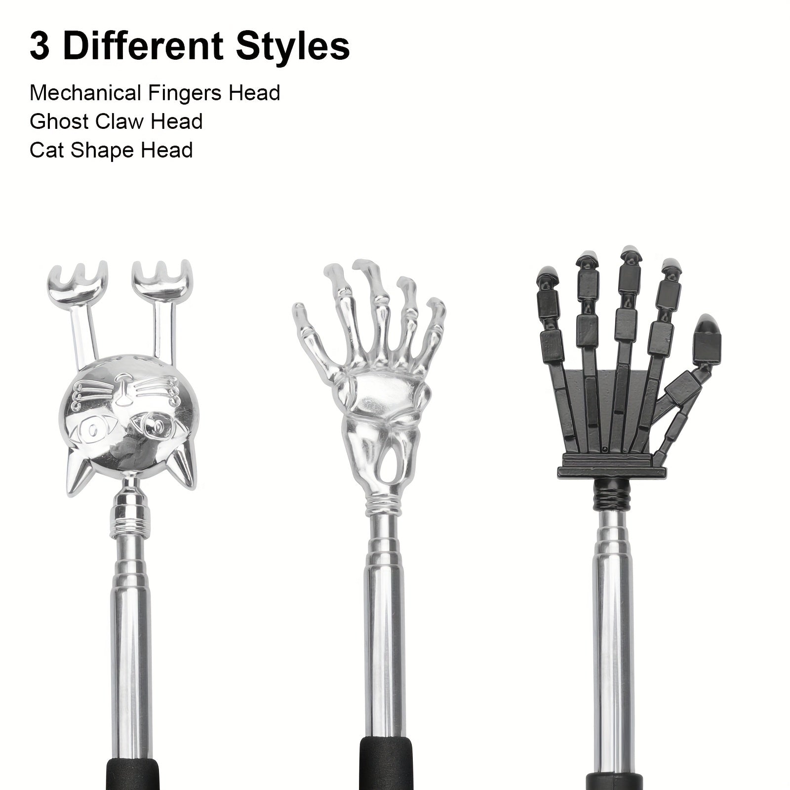 4pcs Different Back Scratcher for Men & Women, Extendable Back Massager Tool with Rubber Handles, Ideal Christmas Gift