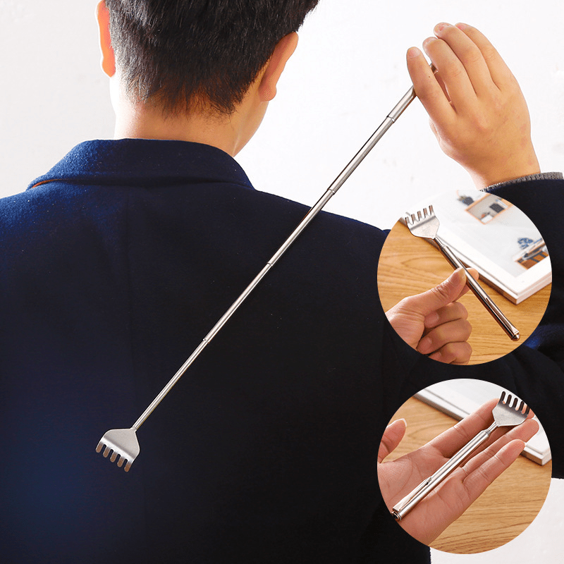 1pc Adjustable Stainless Steel Back Scratcher & Massager - Telescopic, Anti-Claw Design for Elders, Durable Health Care Tool with Extendable Reach, Back Scratchers for Adults Extendable