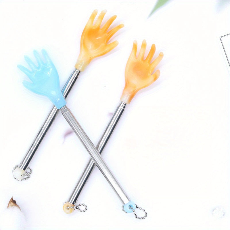 Home Convenience | Extendable Back Scratcher & Massager - Portable, Multi-Functional, Dual-Color (Orange & Blue) with Pocket Clip, Ideal for Home Use, Back Massager