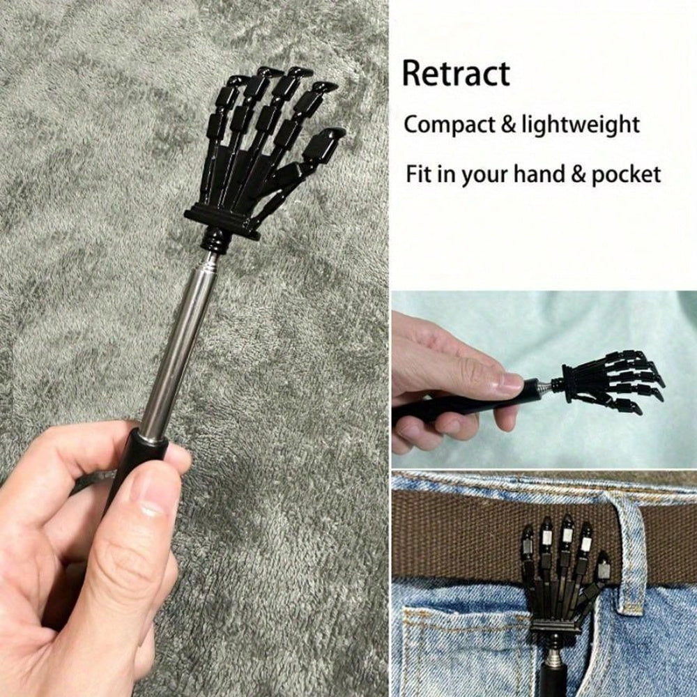 1pc Back Scraper, Metal Portable Telescopic Belt Rubber Handle, Extendable Back Massage Tool, Exquisite Gift for Men And Women