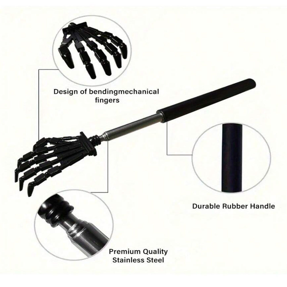 1pc Back Scraper, Metal Portable Telescopic Belt Rubber Handle, Extendable Back Massage Tool, Exquisite Gift for Men And Women