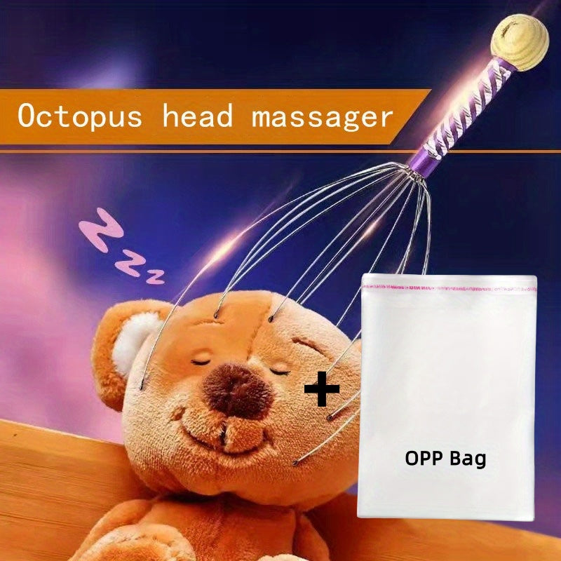 1pc Handheld Scalp Massager+1pc OPP Bag for Deep Relaxation, Hair Stimulation, and Stress