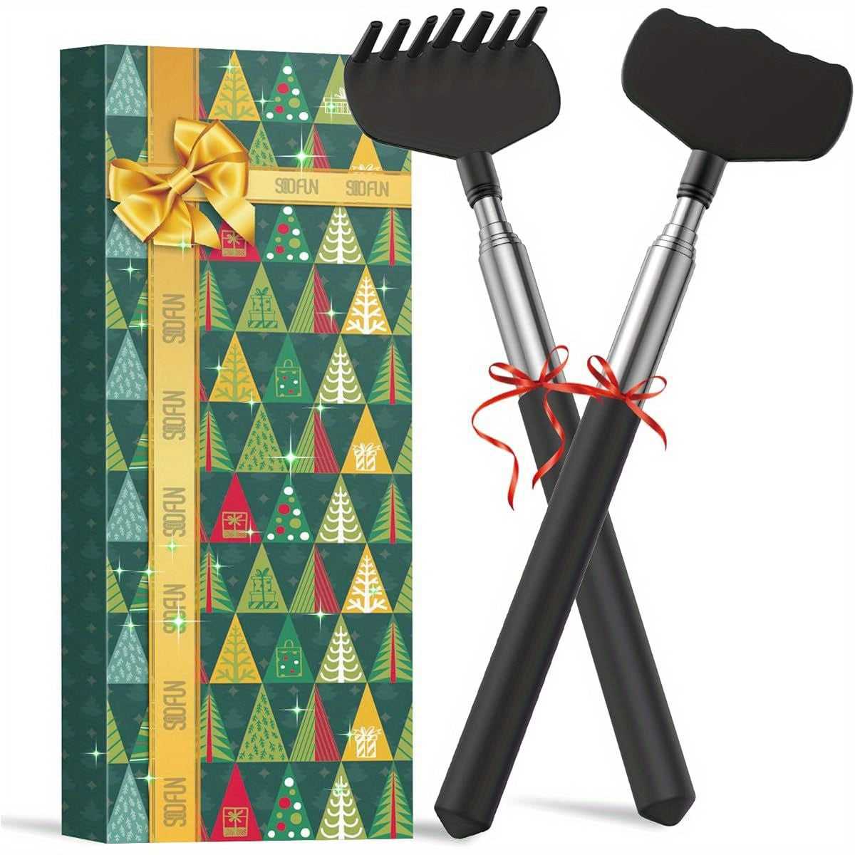 Extendable Back Scratcher Stocking Stuffer - Heavy-Duty Telescoping Back Massager with Extendable Arm, Funny Christmas, Birthday, Housewarming Gifts for Men, Women, Dad, Husband, Wife - Space-Saving Design for Stockings, Gifts Bags - Ideal for Home,