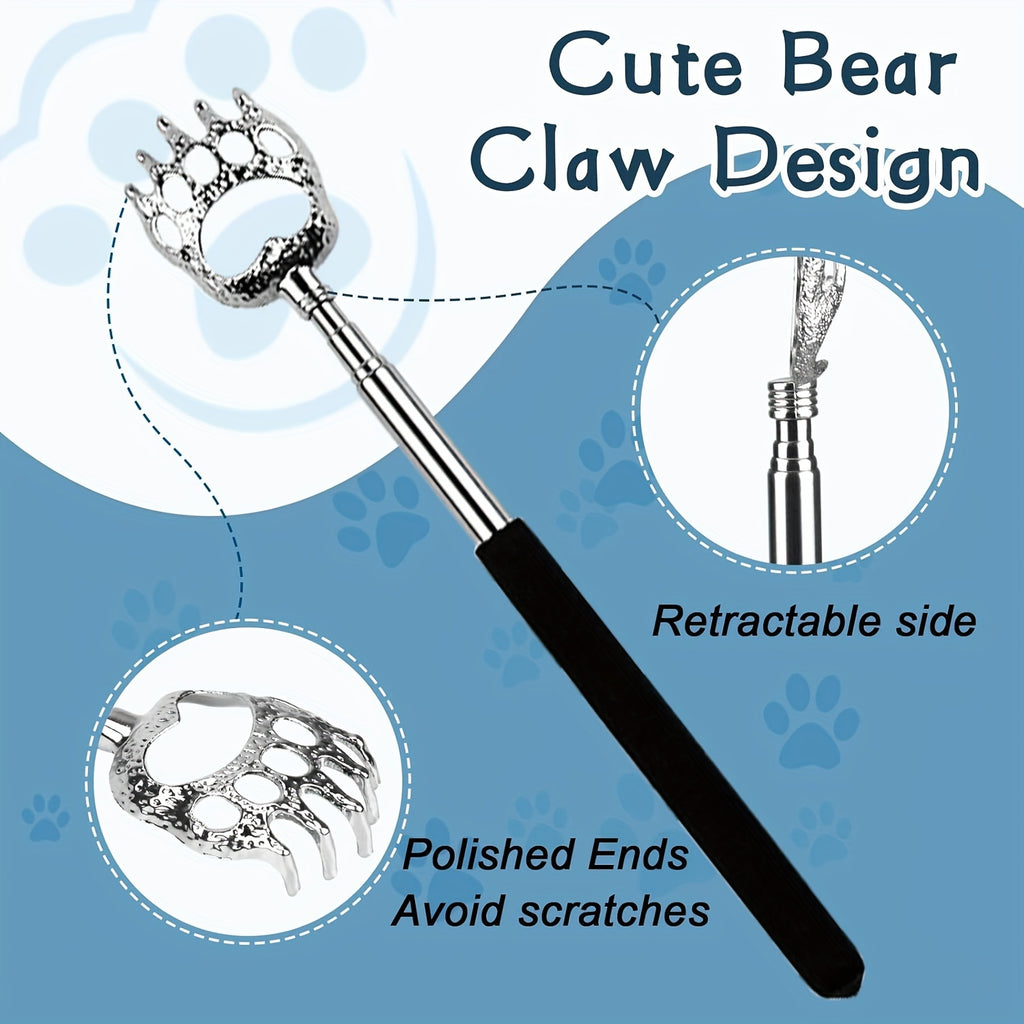 2 Pack Bear Claw Telescopic Back Scratcher - Extendable Manual Back Massager Tool for Men and Women, Ideal for Christmas Stocking Stuffers, Novelty Gift for Birthday and Festivals