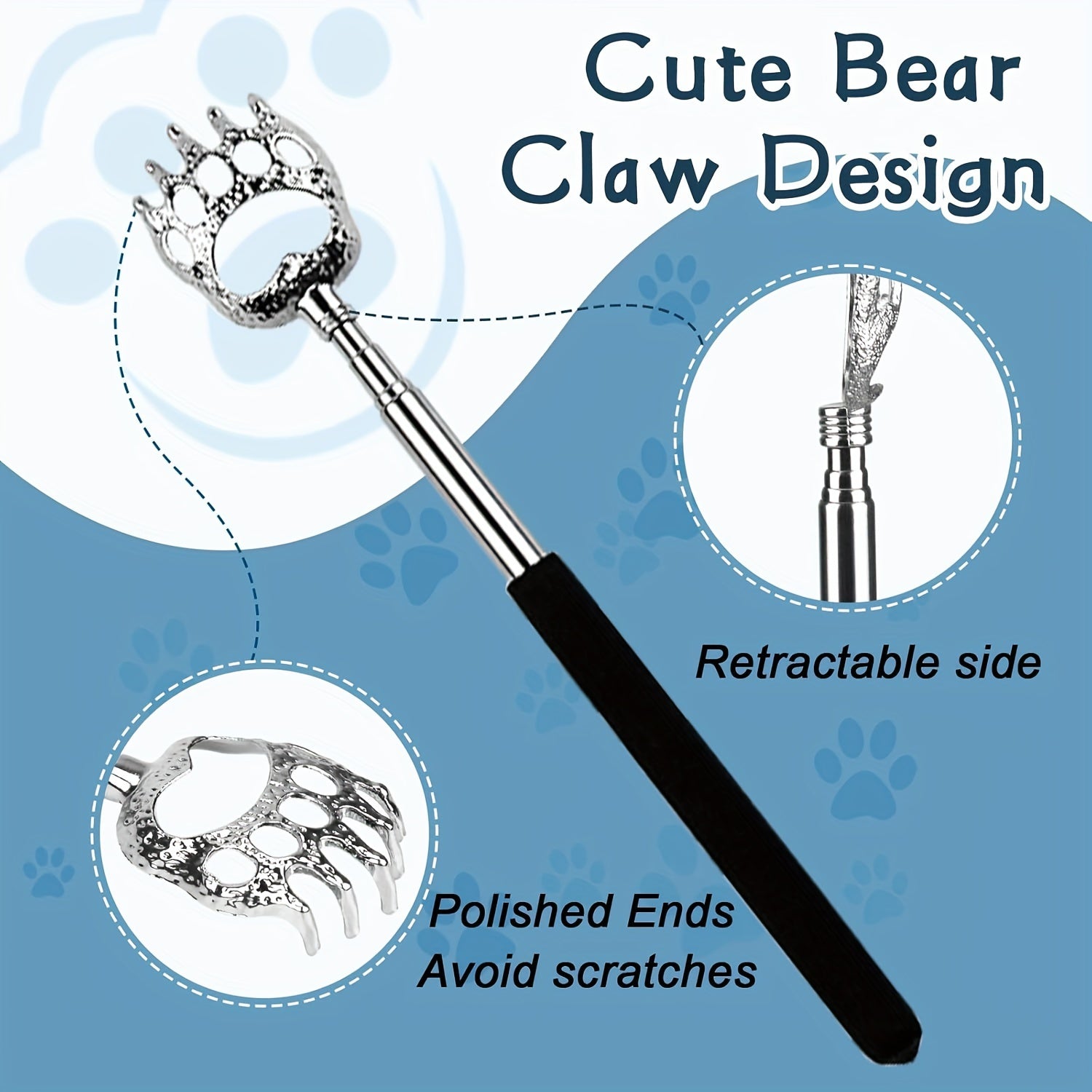 2 Pack Bear Claw Telescopic Back Scratcher - Extendable Manual Back Massager Tool for Men and Women, Ideal for Christmas Stocking Stuffers, Novelty Gift for Birthday and Festivals