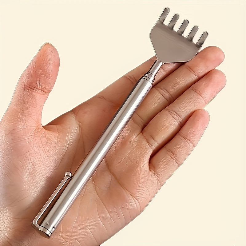 1pc Retractable Back Scratcher - 19.69 Inch Stainless Steel Adjustable Massage Tool with Ergonomic Handle, Portable Itch for Hard-to-Reach Areas, Durable & Hygienic Design for Home, Travel, or Gifting, Back Scratchers for Adults, Personal Care Accessory,