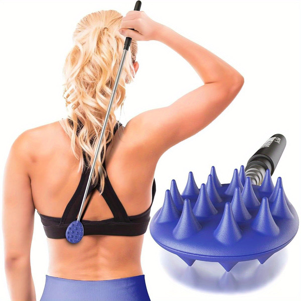 Cactus Scratcher Extendable Back Scratcher, Long Stick Double Side Back Scratcher for Adults, Gifts for Men Women, Itch Reliever for Back, Head and Body, Can Extend Up to 24. 5 inches ( Blue)