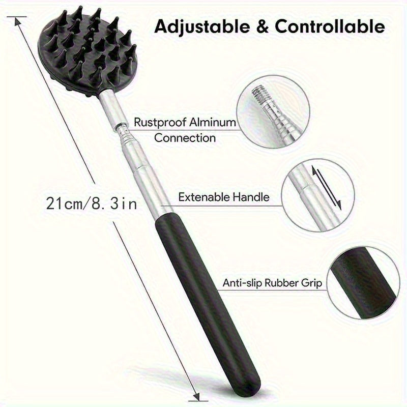 1pc 23 Teeth Super Large Back Scratcher - Extendable 21" Stainless Steel Back Massager with Dual-Sided Scratching Surfaces, Ergonomic Non-Slip Handle for Back, Head & Body Itch - Perfect Gift for Men, Women, Mother's Day, Back Massager for Back