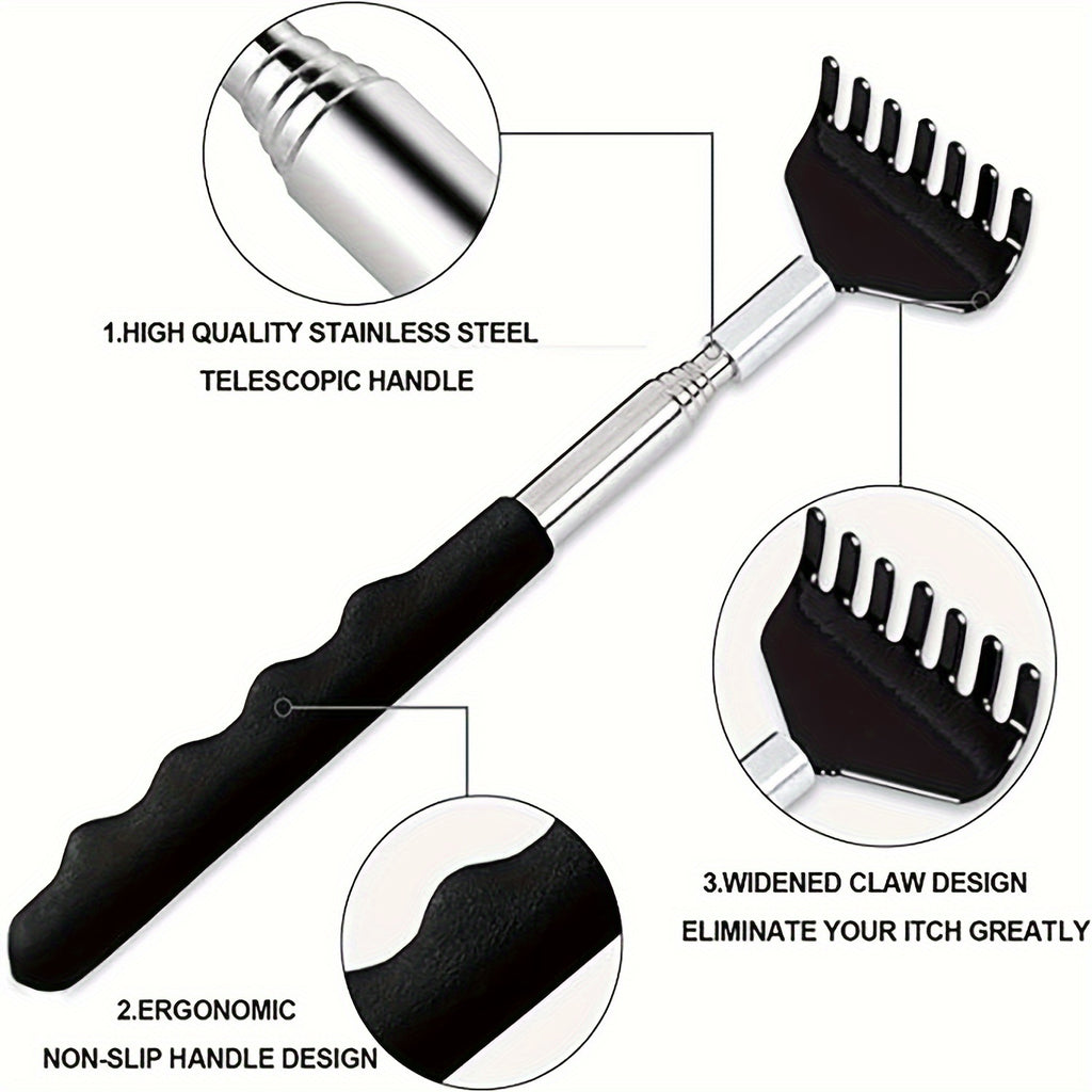 1Pack Retractable Back Massager, Christmas Gifts For Men, Santa's Paw Retractable Back Massager, Red Black Back Massage Tool With Rubber Handle