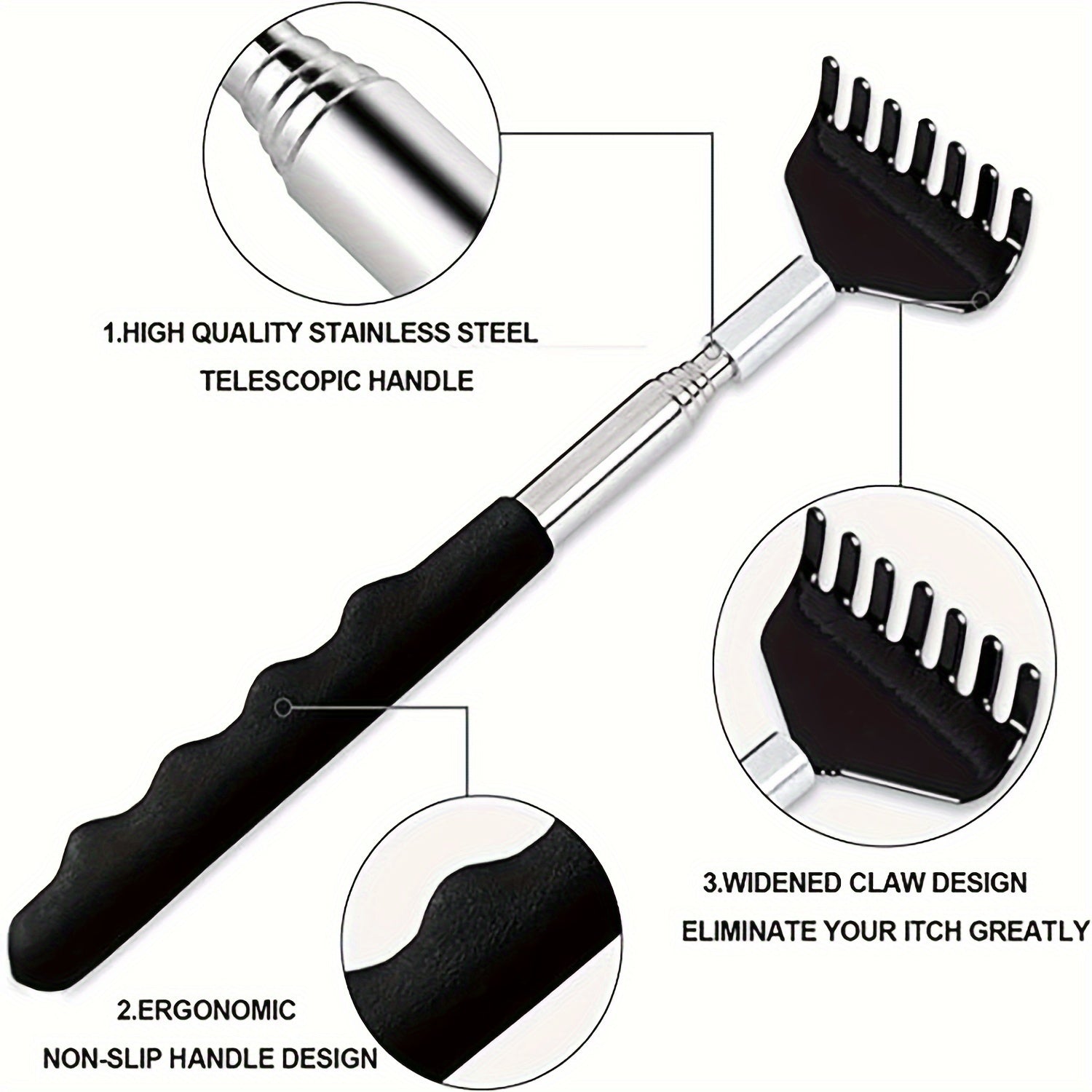 1Pack Retractable Back Massager, Christmas Gifts For Men, Santa's Paw Retractable Back Massager, Red Black Back Massage Tool With Rubber Handle