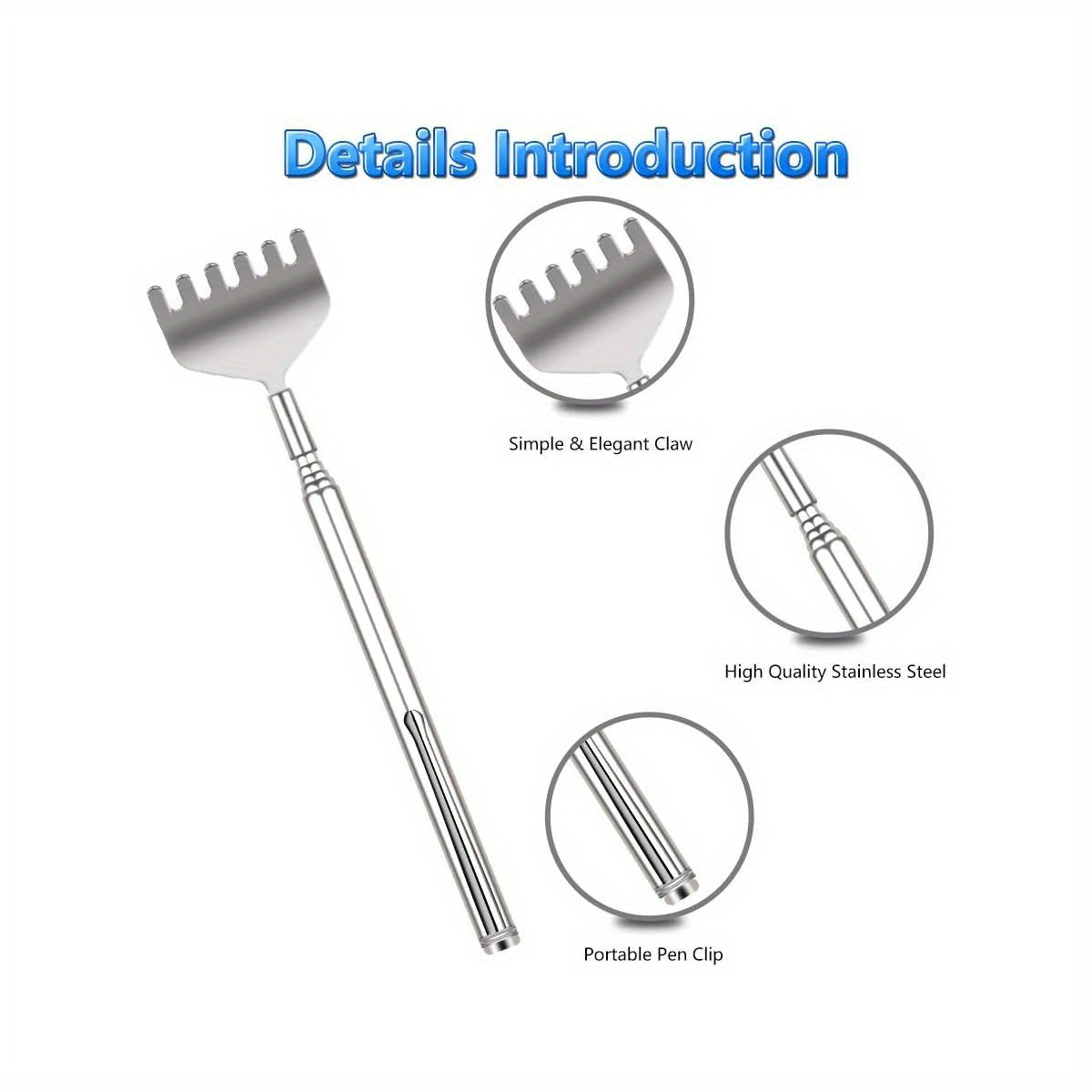 Extendable Back Scratcher for Men 3 Pack Portable Telescopic Metal Back Scratchers/ Hand Massager with Pocket Clip for Thanksgiving, Birthday, Christmas Gifts, Back Scratching Tool, Unbreakable Back Scratcher, Comb for Back Scratching, Back Massager, Cat