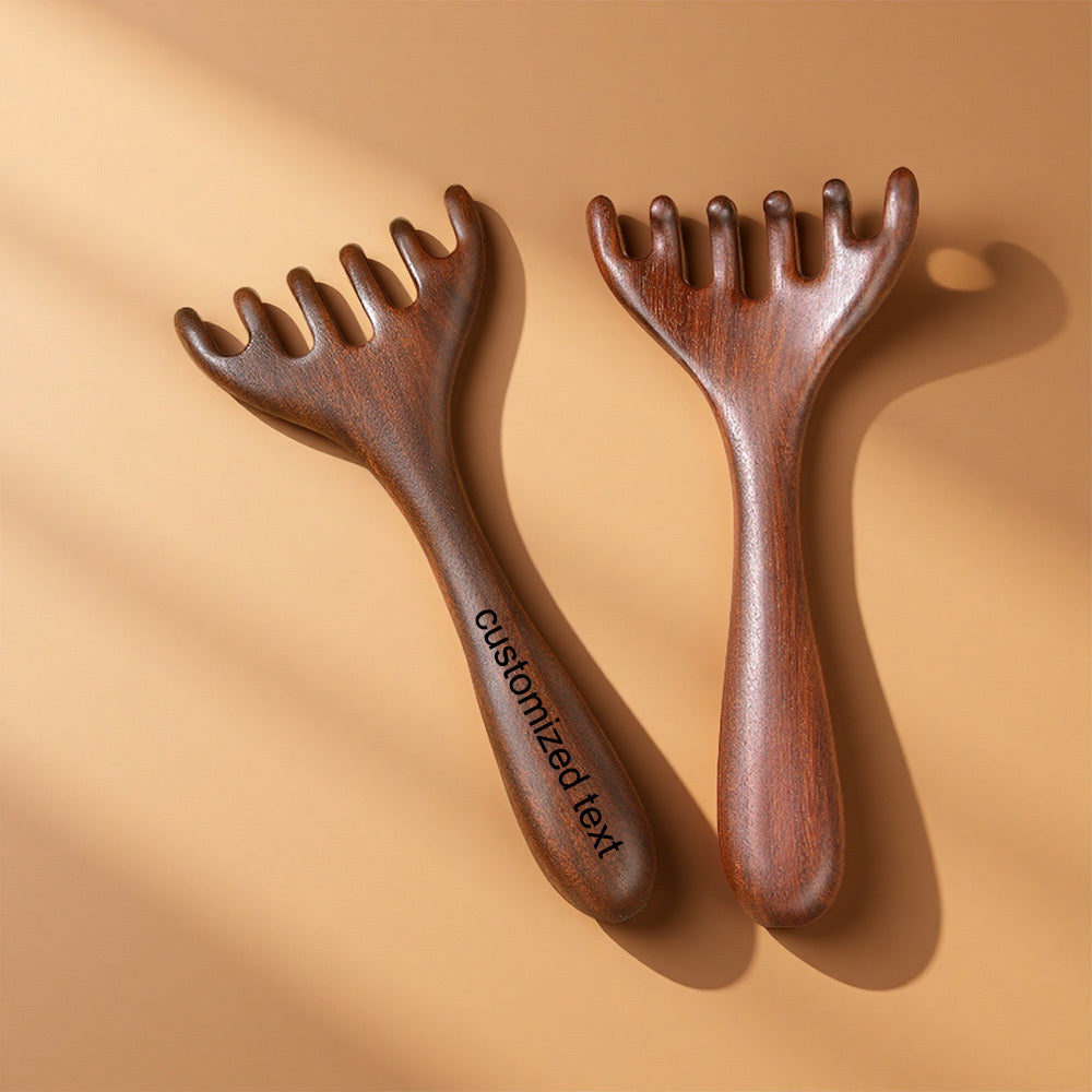 Custom Engraved Wooden Scalp Massager Tool - Deer Antler-Inspired Design with Laser-Engraved Text, Portable Head Scratcher for Relaxation & Stress, Ideal Gift for Family & Loved Ones, Relaxation Tool, Natural Wood Finish, Smooth Texture