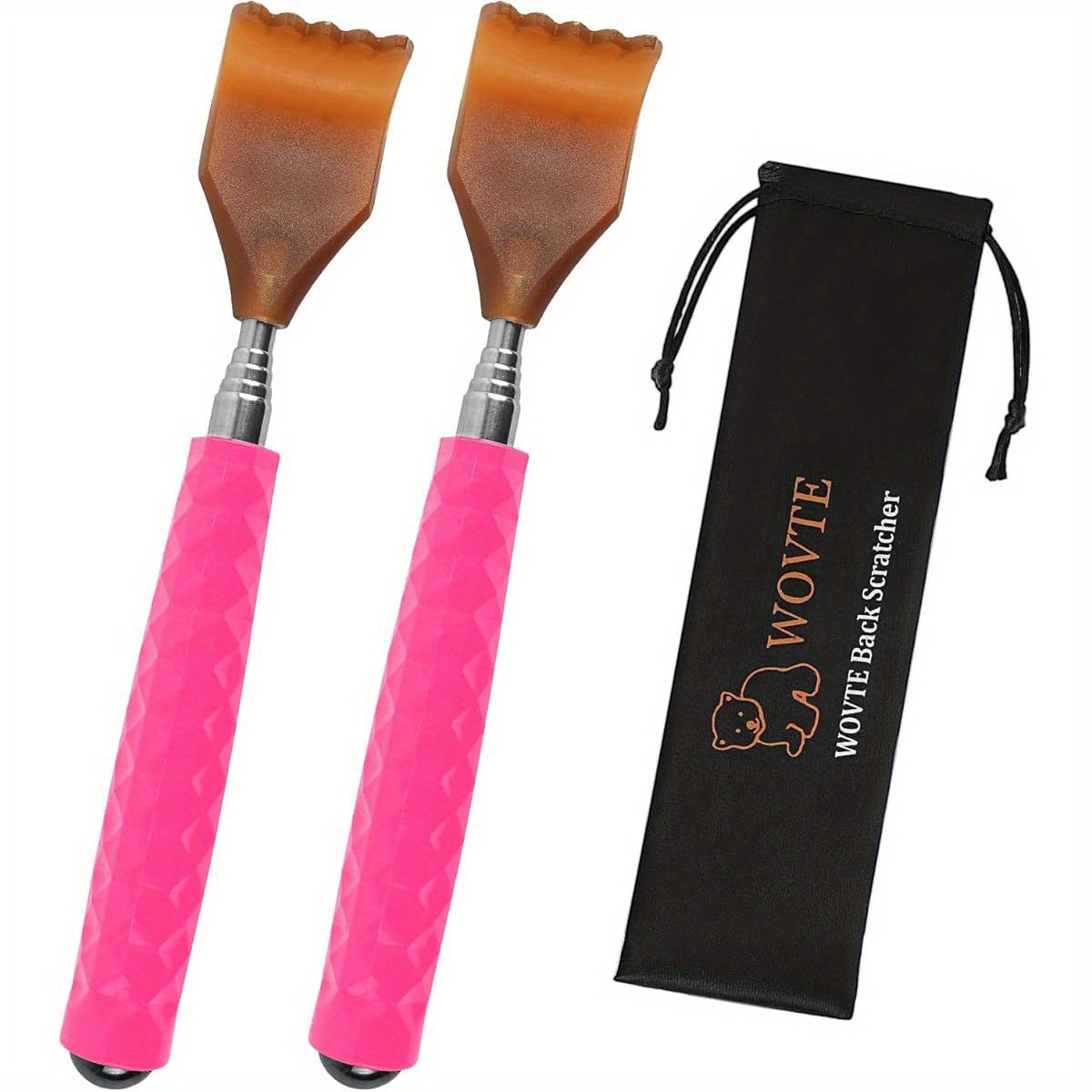 2pcs Pink Extendable Back Scratcher with Massage Ball - Ergonomic Design for Home & Travel, Ideal Mother'S Day, her'S Day, Birthday Gifts for Men, Women, and Parents, Massage Gifts, Relaxation Tool, Stylish Scratcher, Comfortable Grip