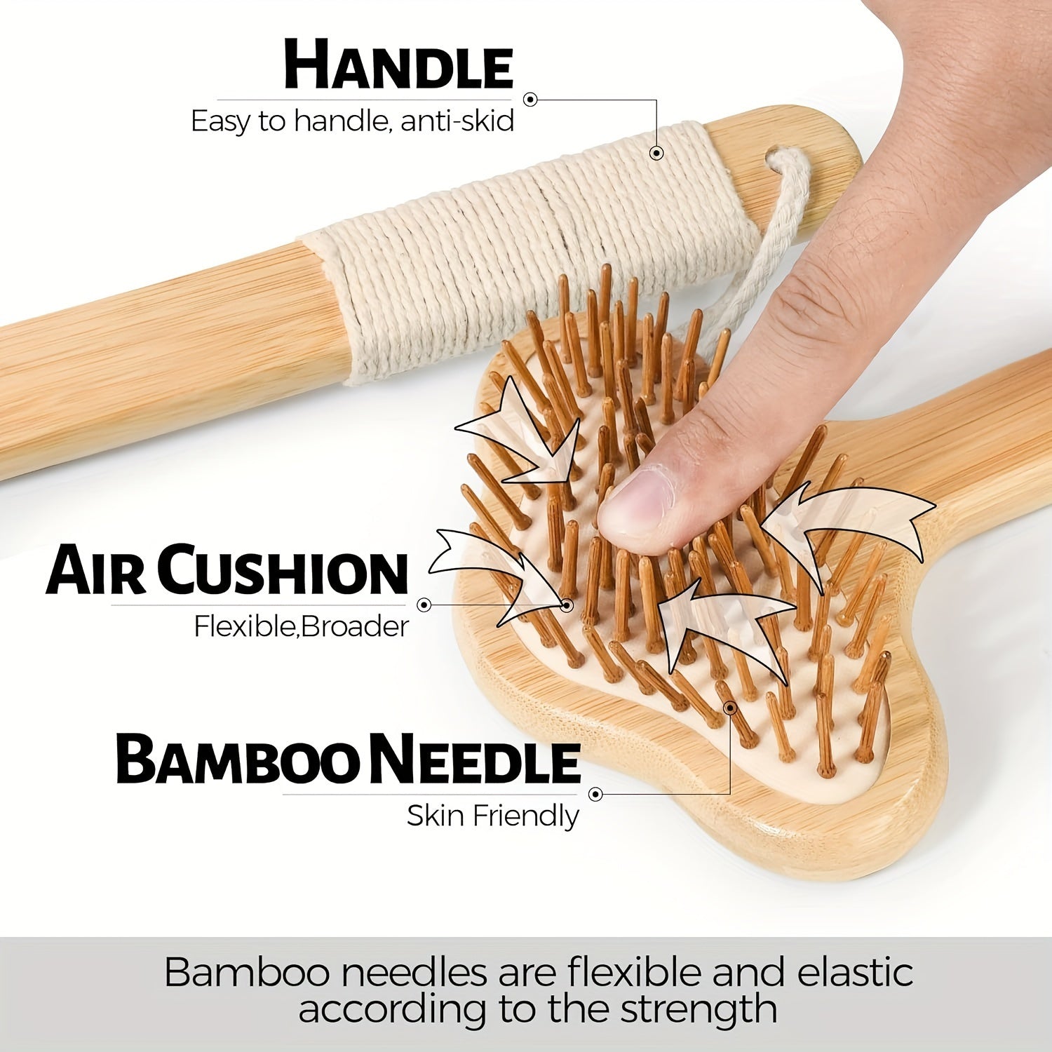 Gentle Bamboo Oversize Back Scratcher - Natural Relief For Itchy Ski, 22.04" Long Curved Handle; Wider Head; More Larger Scratching Surface, Soothing & Durable