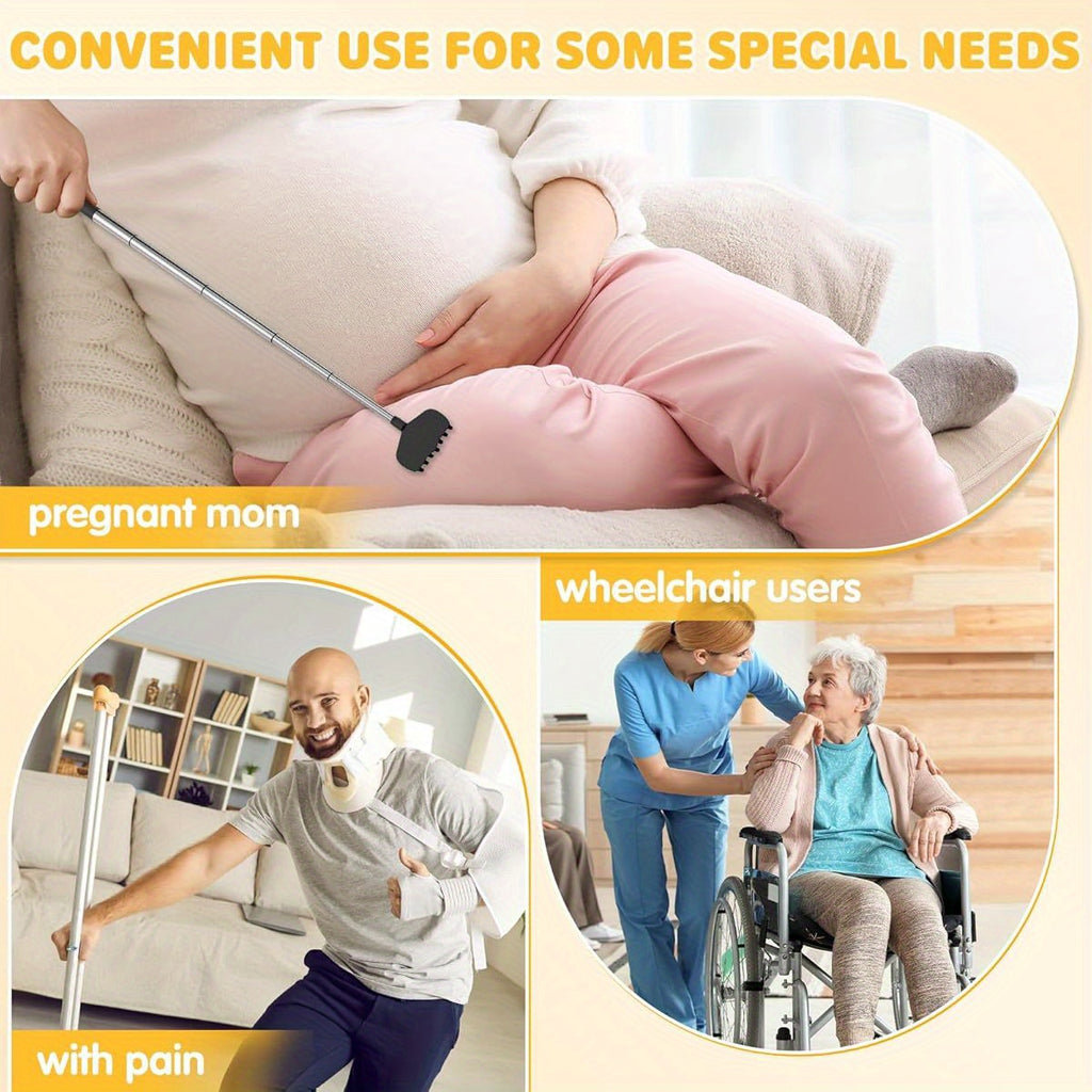 Extendable Back Scratcher Stocking Stuffer - Heavy-Duty Telescoping Back Massager with Extendable Arm, Funny Christmas, Birthday, Housewarming Gifts for Men, Women, Dad, Husband, Wife - Space-Saving Design for Stockings, Gifts Bags - Ideal for Home,