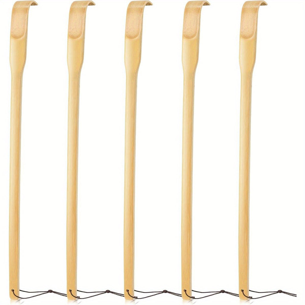 16.5 Inch Natural Bamboo & Wood Back Scratcher with Curved Ergonomic Design - Long Handle Back Scrubber for Pregnant Women, Hard-to-Reach Itch, Handmade-Like Durable Massager (Ideal Father's Day Gift, Novel Practical Present), Back Massager, Adjustable