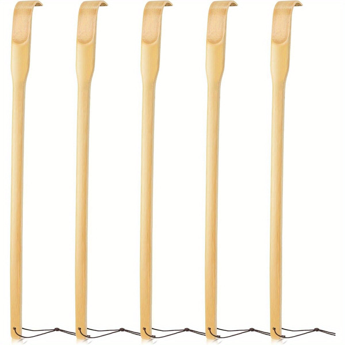 16.5 Inch Natural Bamboo & Wood Back Scratcher with Curved Ergonomic Design - Long Handle Back Scrubber for Pregnant Women, Hard-to-Reach Itch, Handmade-Like Durable Massager (Ideal Father's Day Gift, Novel Practical Present), Back Massager, Adjustable