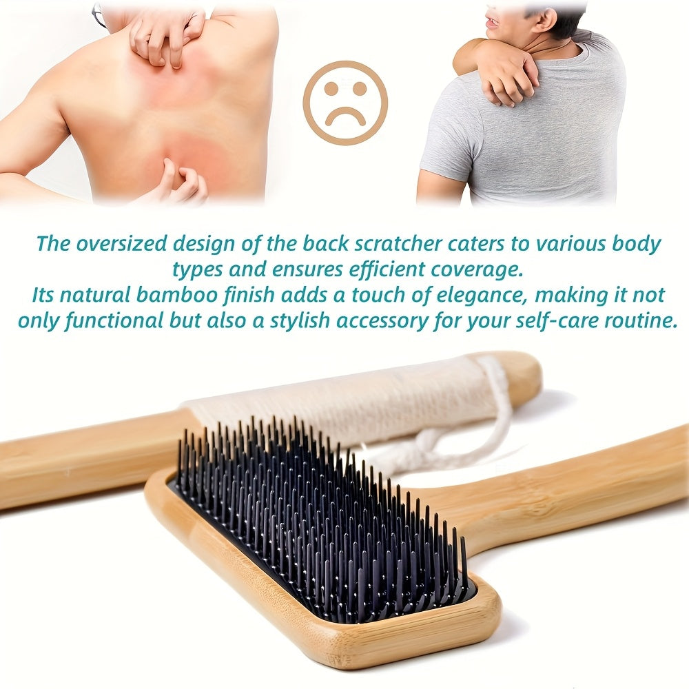 Ultimate Bamboo Back Scratcher - 22'' Oversized Back Massager with Curved Grip & Soft Wide Head for Itch, Muscle Tension & Carpal Tunnel - Ergonomic Design for Men, Women, Seniors, Pregnant Individuals - Ideal Gift, Pregnancy Itch | Natural Look Accessory