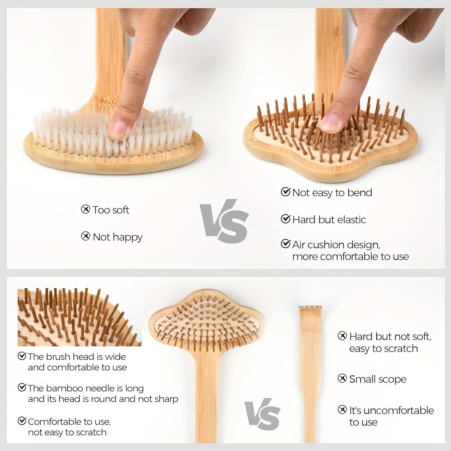 Gentle Bamboo Oversize Back Scratcher - Natural Relief For Itchy Ski, 22.04" Long Curved Handle; Wider Head; More Larger Scratching Surface, Soothing & Durable