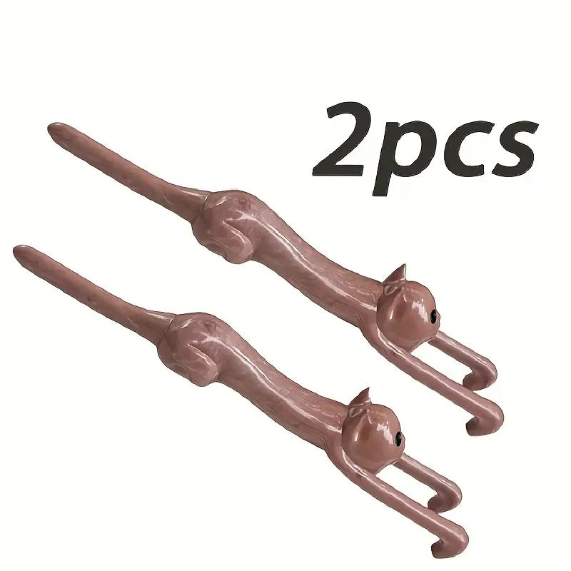 1/2 Wooden Cat-Shaped Back Scratcher, Manual Massage Tool, Health and Home Care, Great Birthday Gift Choice, Relaxation and
