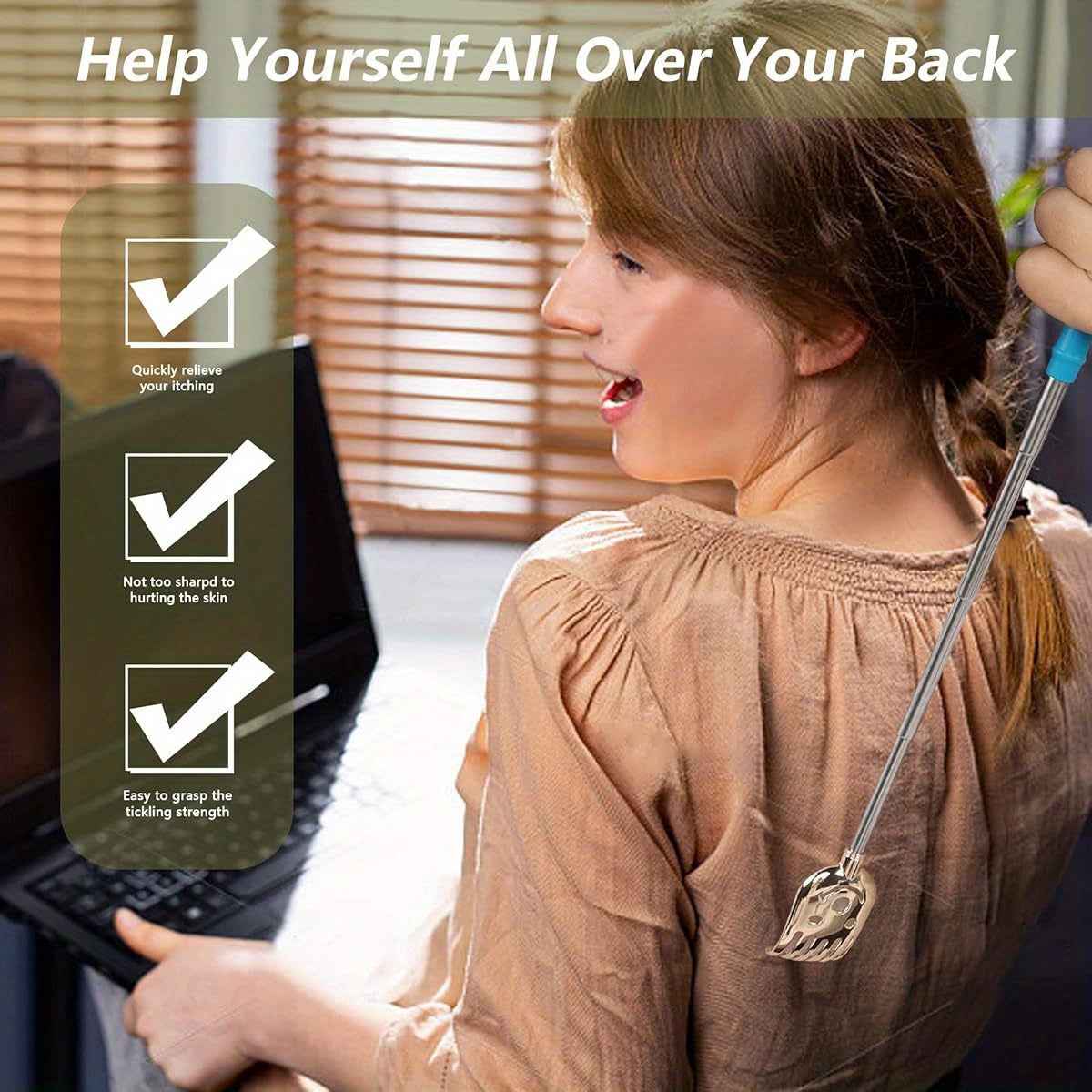5 Pack Telescoping Back Scratchers - Portable, Extendable Metal & Soft Rubber Back Massager with Ergonomic Handles for Adults, Kids, Dogs - Promotes Hand & Body Relaxation, Improves Circulation & Circulation Support, Back Massager for Back, Ergonomic