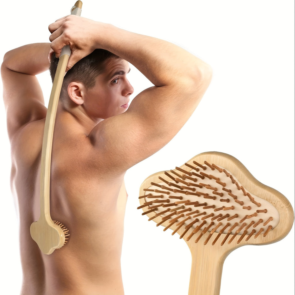 Gentle Bamboo Oversize Back Scratcher - Natural Relief For Itchy Ski, 22.04" Long Curved Handle; Wider Head; More Larger Scratching Surface, Soothing & Durable