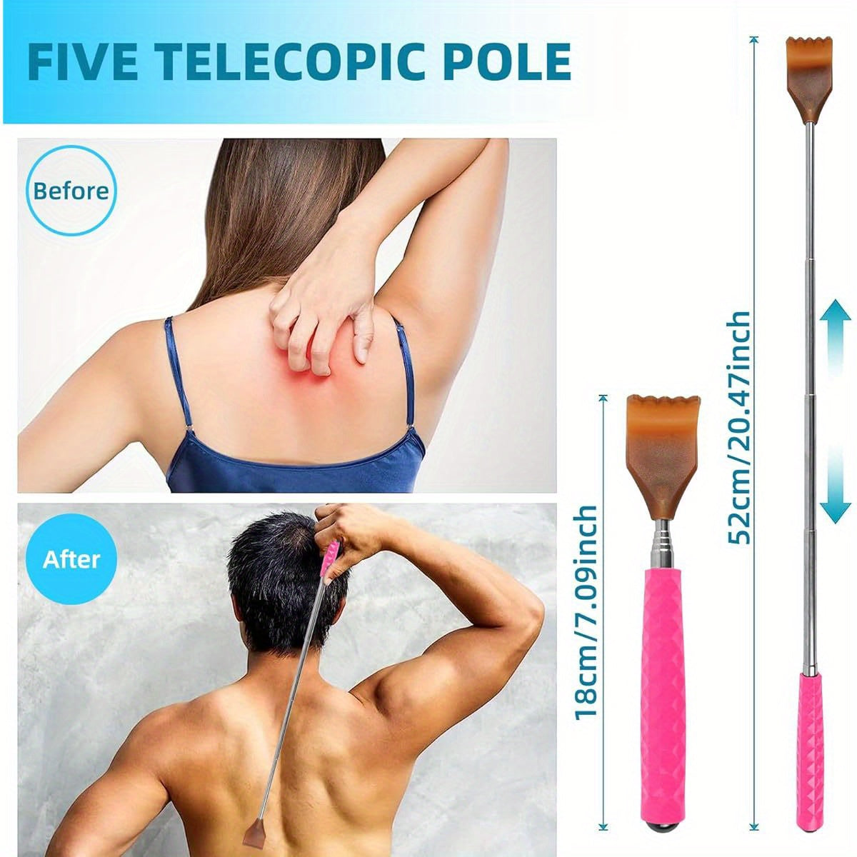 2pcs Pink Extendable Back Scratcher with Massage Ball - Ergonomic Design for Home & Travel, Ideal Mother'S Day, her'S Day, Birthday Gifts for Men, Women, and Parents, Massage Gifts, Relaxation Tool, Stylish Scratcher, Comfortable Grip