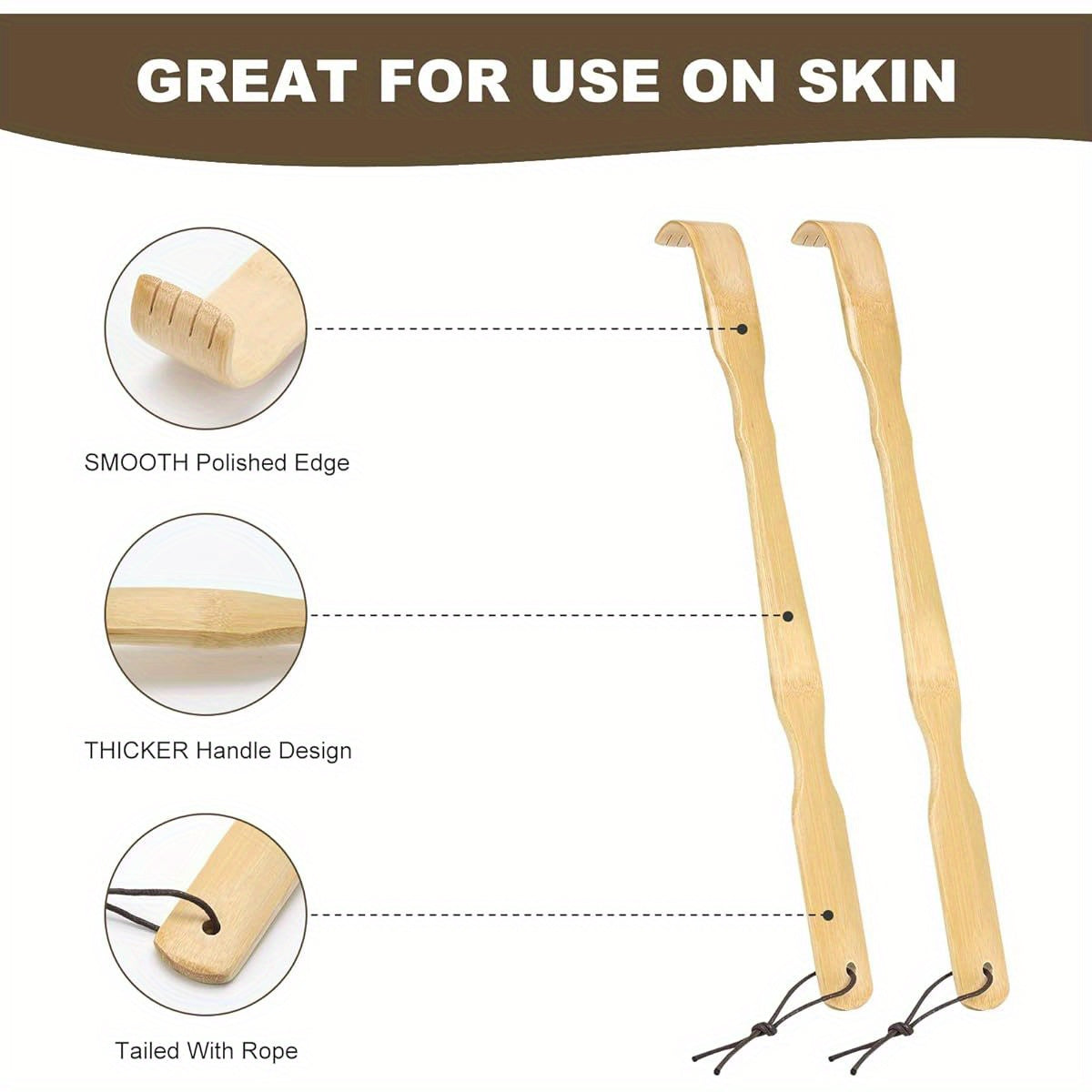 2 Pack Wooden Bamboo Back Scratcher, 17 Inch Long Handle Back Scratchers for Adults Men Women, with Beautiful Gift Packaging, Extra Long Back Scratchers Bamboo, Back Massager, Adjustable Back Scratcher, Back Scratching Tool, Cat Back Scratcher, Personal