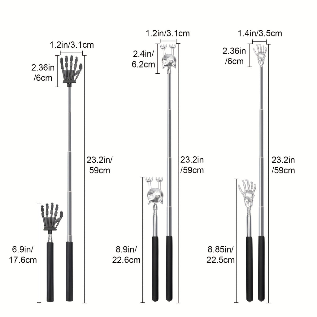 4pcs Different Back Scratcher for Men & Women, Extendable Back Massager Tool with Rubber Handles, Ideal Christmas Gift