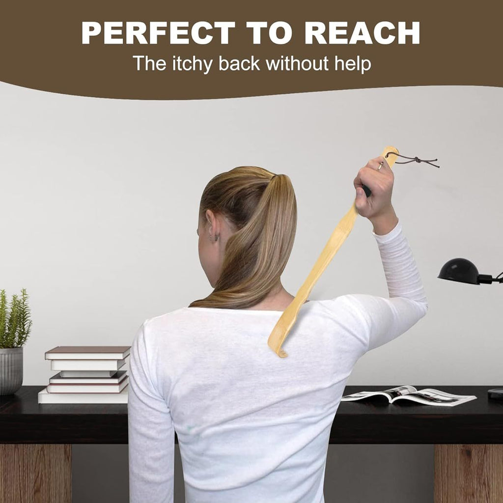 2 Pack Wooden Bamboo Back Scratcher, 17 Inch Long Handle Back Scratchers for Adults Men Women, with Beautiful Gift Packaging, Extra Long Back Scratchers Bamboo, Back Massager, Adjustable Back Scratcher, Back Scratching Tool, Cat Back Scratcher, Personal