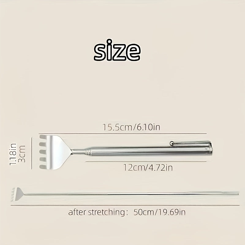 1pc Retractable Back Scratcher - 19.69 Inch Stainless Steel Adjustable Massage Tool with Ergonomic Handle, Portable Itch for Hard-to-Reach Areas, Durable & Hygienic Design for Home, Travel, or Gifting, Back Scratchers for Adults, Personal Care Accessory,