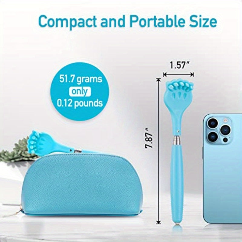Portable Extendable Telescopic Metal Back Scratcher with Cat Claw Design - 7.87-21 Inch Collapsible & Soft Rubber Manual Massager for Back, Scalp, Feet - Travel-Friendly Ergonomic Itch Tool, Extendable Back Scratcher, Scalp Massaging Tool, Playful