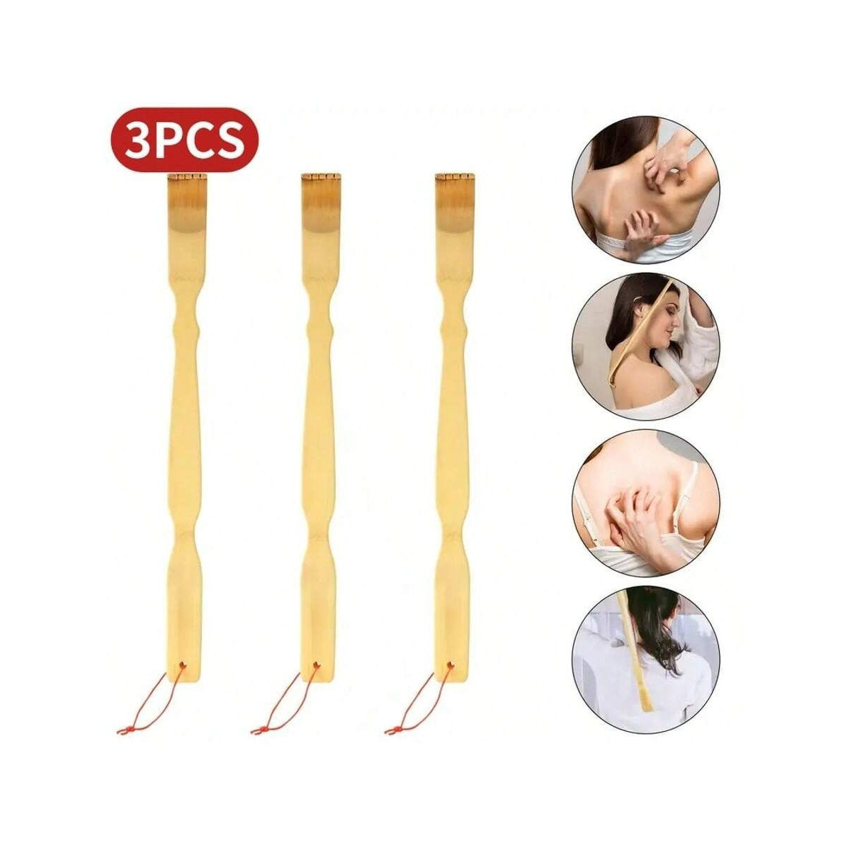 3-Pack bamboo back itchers -18.3-inch extra long handle, natural bamboo massage tool, unique practical gift for men and women, Christmas stocking filling, Father's Day gift