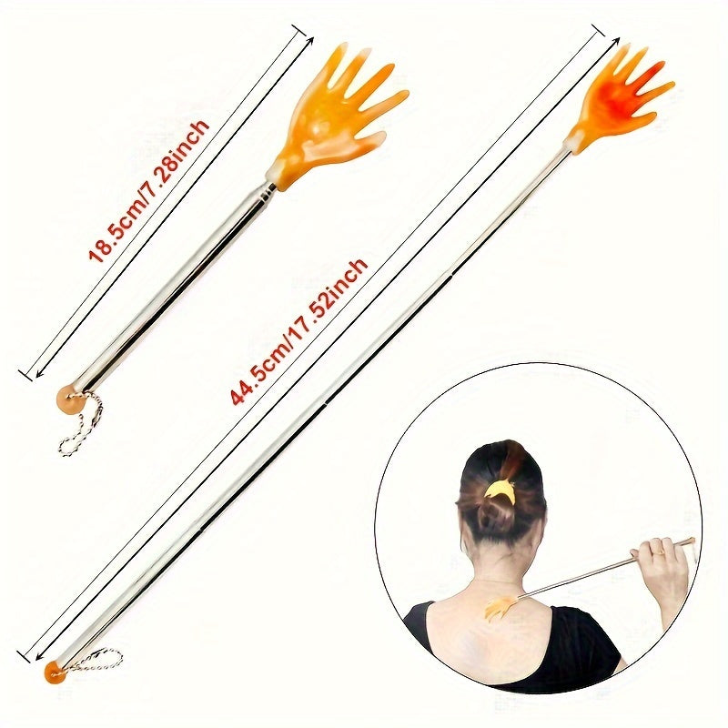 Home Convenience | Extendable Back Scratcher & Massager - Portable, Multi-Functional, Dual-Color (Orange & Blue) with Pocket Clip, Ideal for Home Use, Back Massager