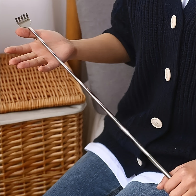 1pc Retractable Back Scratcher - 19.69 Inch Stainless Steel Adjustable Massage Tool with Ergonomic Handle, Portable Itch for Hard-to-Reach Areas, Durable & Hygienic Design for Home, Travel, or Gifting, Back Scratchers for Adults, Personal Care Accessory,