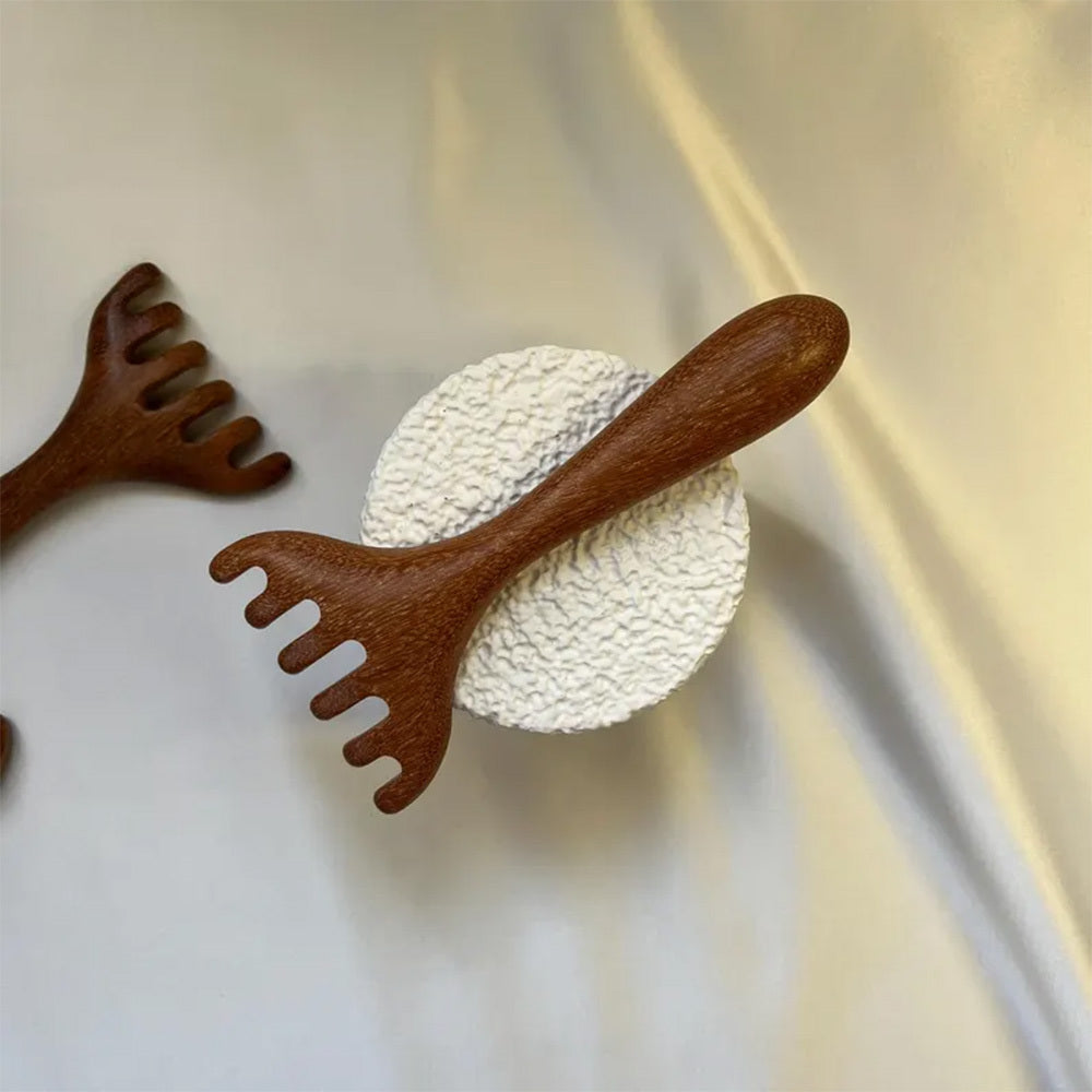 Custom Engraved Wooden Scalp Massager Tool - Deer Antler-Inspired Design with Laser-Engraved Text, Portable Head Scratcher for Relaxation & Stress, Ideal Gift for Family & Loved Ones, Relaxation Tool, Natural Wood Finish, Smooth Texture