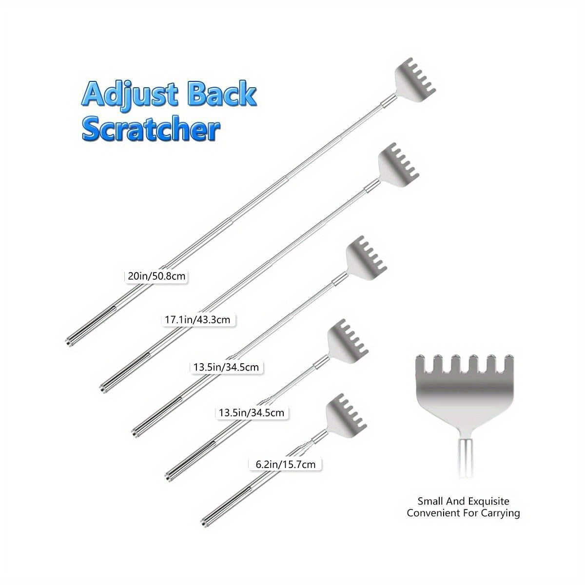 Extendable Back Scratcher for Men 3 Pack Portable Telescopic Metal Back Scratchers/ Hand Massager with Pocket Clip for Thanksgiving, Birthday, Christmas Gifts, Back Scratching Tool, Unbreakable Back Scratcher, Comb for Back Scratching, Back Massager, Cat