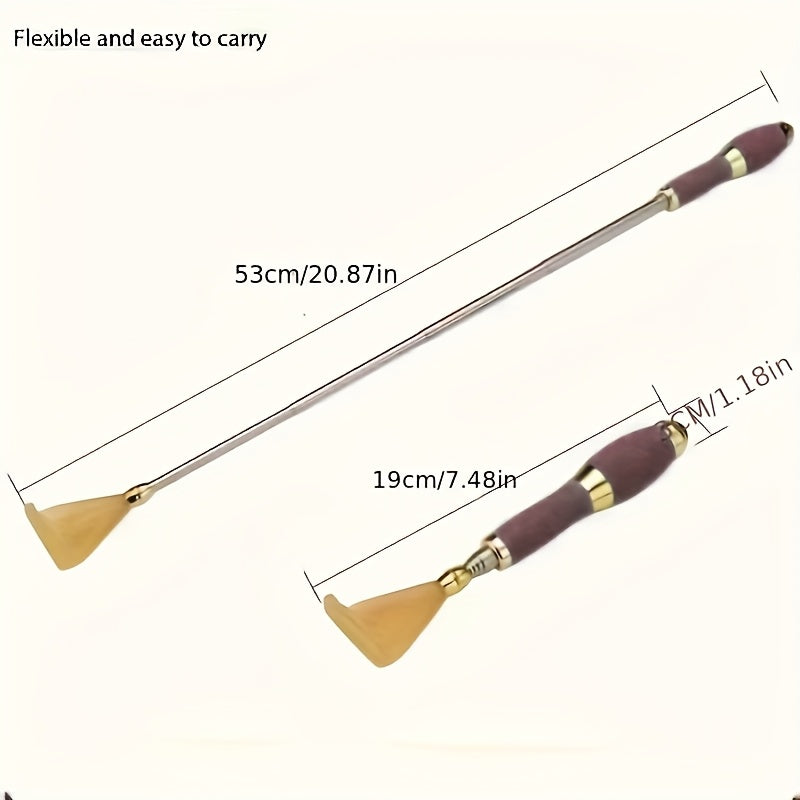 1pc Telescopic Back Scratcher & Massager with Soft Massage Roller, Telescopic Stainless Steel Rod and Soft Scratching Head, Ergonomic Handle Design, Adjustable Height, Ideal for Gentle Home Care and Everyday Use, Home Massage Tool, Personal Grooming