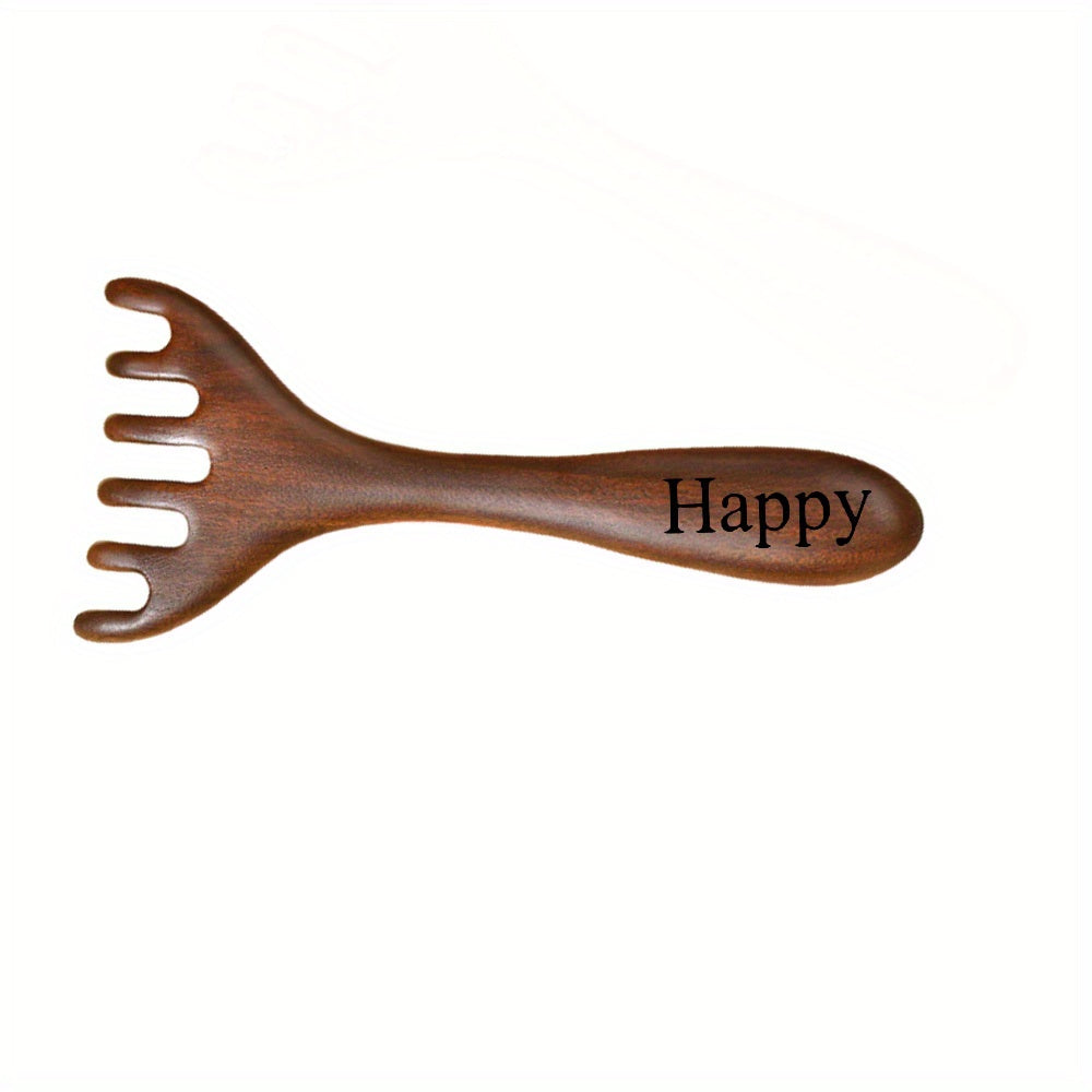 Custom Engraved Wooden Scalp Massager Tool - Deer Antler-Inspired Design with Laser-Engraved Text, Portable Head Scratcher for Relaxation & Stress, Ideal Gift for Family & Loved Ones, Relaxation Tool, Natural Wood Finish, Smooth Texture
