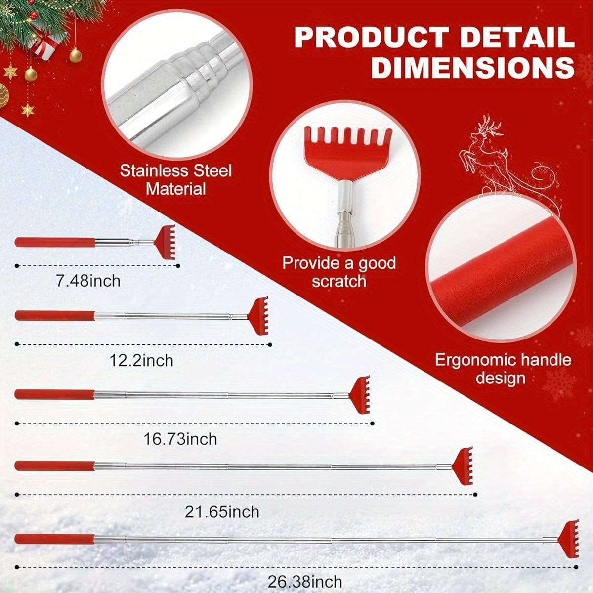 YIMICOO 20-Finger Scalp Massager with Interchangeable Heads & Ergonomic Handles - Portable Handheld Body & Head Scratcher for Stress, Tension, Muscle - Ideal Christmas Gift for Men & Women (Includes Gift Box), Scalp Massager for Head, Body Relaxation