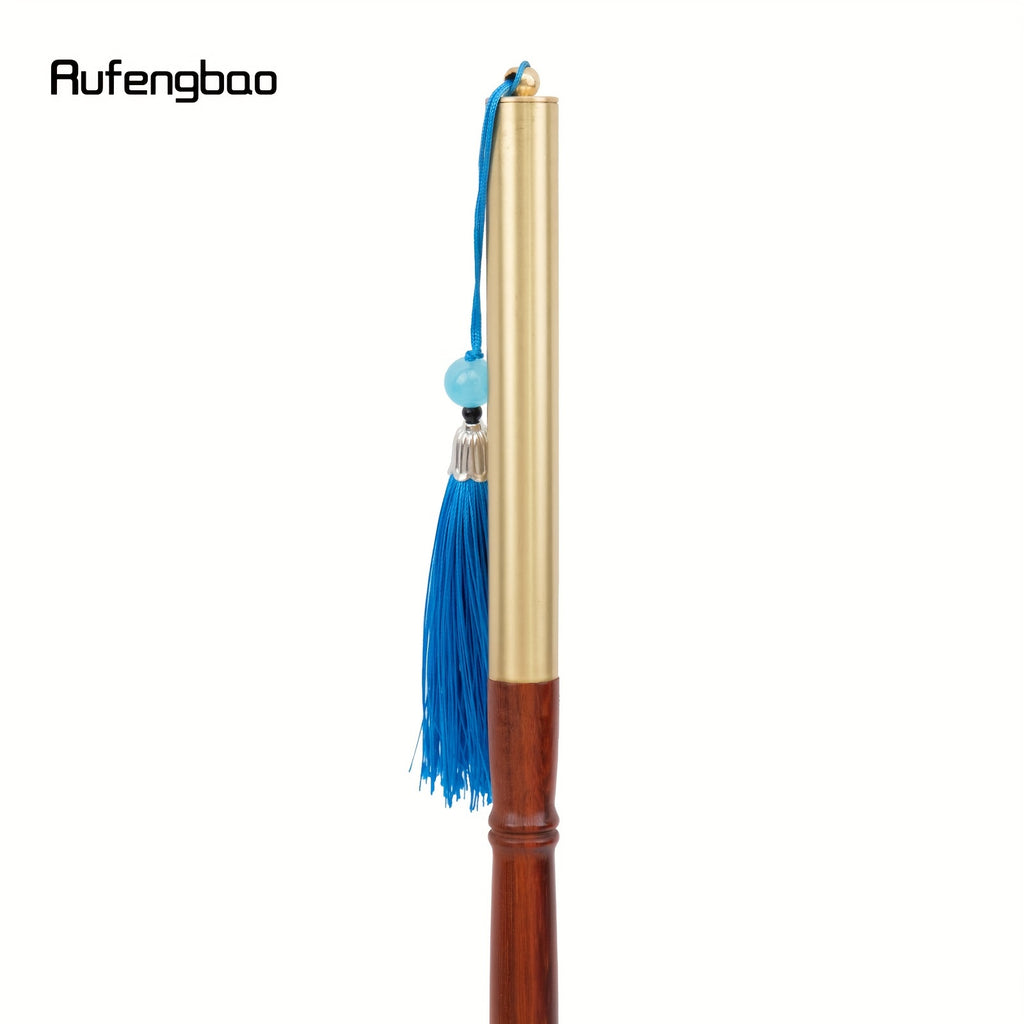 Rufengbao Wooden Itch Scratcher & Back Massager - Ergonomic Handle with Blue Ribbon, Smooth Curved Design for Hard-to-Reach Areas, Durable Red & Golden Finish for Personal Use Anywhere, Anytime, Itch Tool, Selfmassage Aid, Elegant Personal Care, Polished