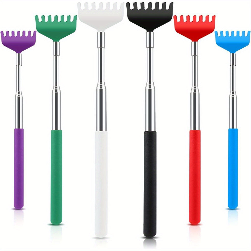 6-Pack Back Scratcher Massager with Extendable Handle - Heavy-Duty Scratcher & Massager Tool, Multi-Color (Green, White, Black, Red, Blue, Purple) - her'S Day, Christmas Gifts for Dad, Husband, Men & Women - Office, Home, Travel Use - Stocking Stuffers &