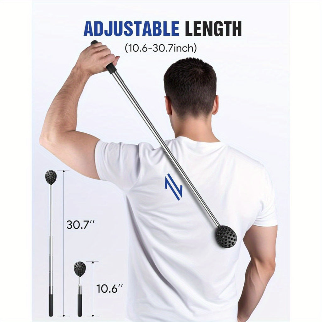 5pcs Telescoping Back Scratcher with Detachable Heads - Extendable Back Massager Tool for Deep-Seated Itches, 1/2" & 1/4" Spikes, Ergonomic Design for Gentle, Ideal her'S Day Gift for Dad, Husband, Men, Back Scratcher for Back, Comfortable Grip Handle,
