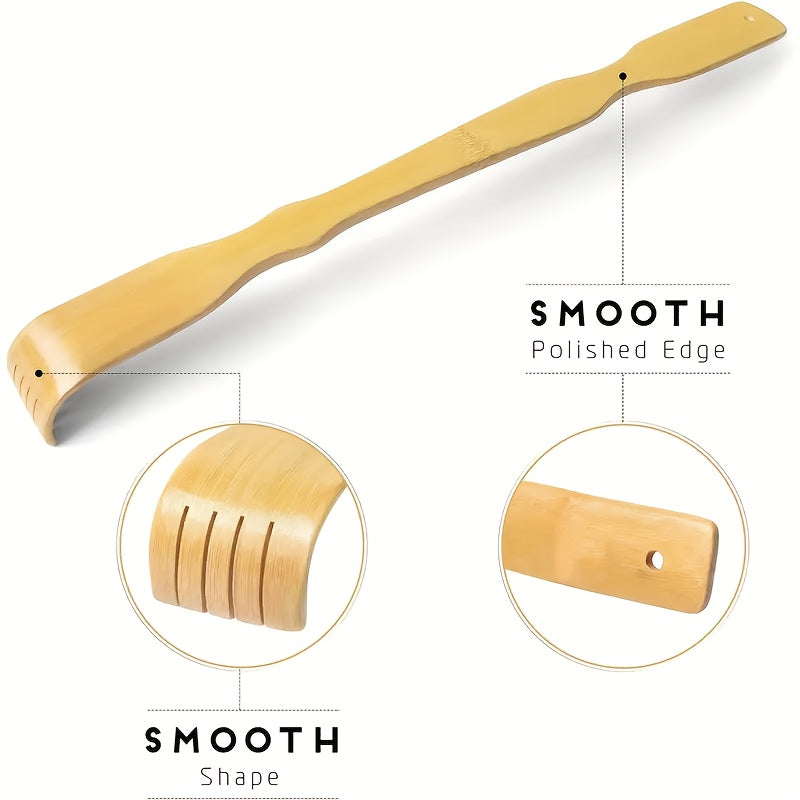 3pcs Bamboo Back Scratcher with Long Handle - Ergonomic Tickle Massager for Itch & Muscle Tension, Portable Novelty Gift for Family Friends, Holiday Gift Idea, Personal Care Tool | Playful Design | Durable Scratching Tool