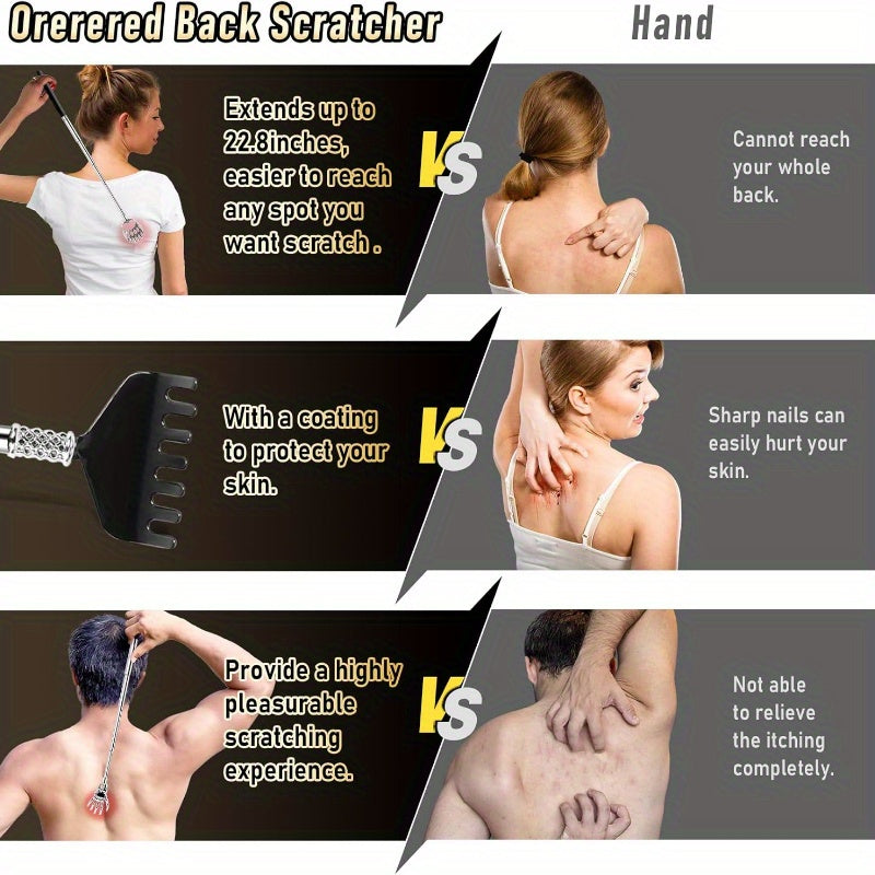 [Retractable Back Scratcher] 4pcs Retractable Back Scratcher for Men and Women | Mixed Set of Adult Back Massage Tool with Rubber Handle - Birthday Gift for Parents and Teenagers with Beautiful Box