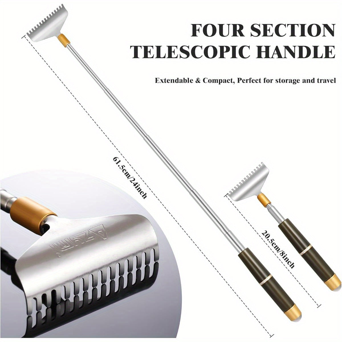 Back Scratcher with 2pcs Replaceable Heads, Head Body Hand Scratcher Massager with Stainless Steel Wide Claws/ Anti- Slip Handle/ Massage Roller, Back Scratcher for Women, Back Massager for Back